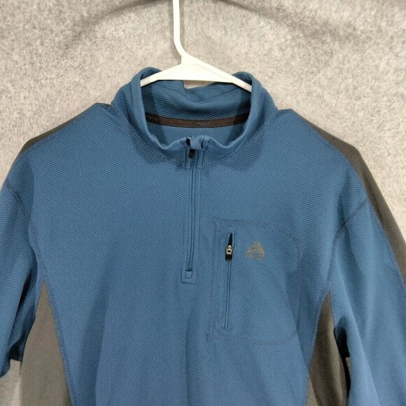 Nike FitDry Pullover Shirt Mens Sz M Blue ACG 1/4 Zip Long Sleeve Hiking Outdoor - Picture 2 of 12